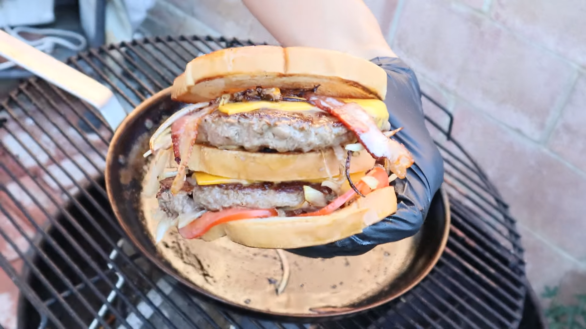 Double-stack keto burger with keto bread