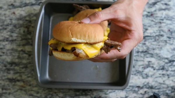 A cheesesteak burger