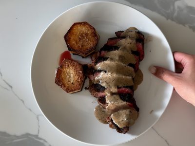 Steak Au Poivre & Fondant Potatoes: The Ultimate Date Night Dinner